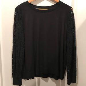 Black top with lace sleeves